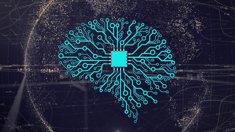 Visualisation of an artificial neural network with a chip