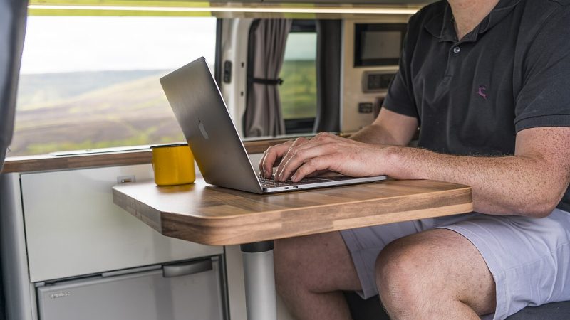 Web developer typing on a laptop