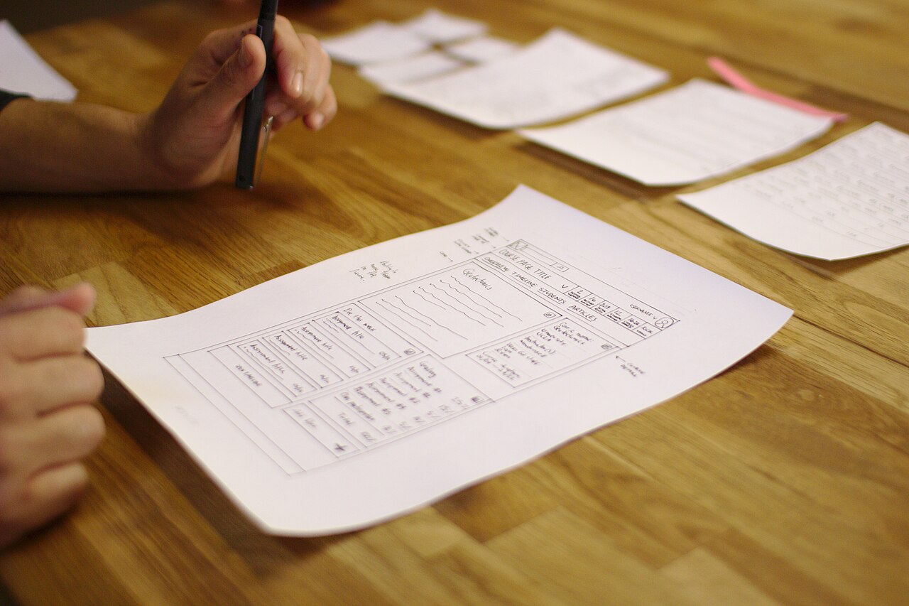 Paper prototype of a website user interface