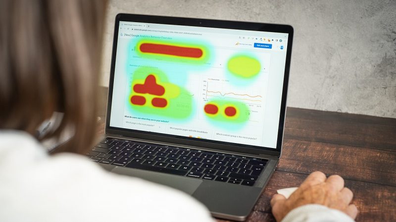 Website heatmap analysis on a laptop