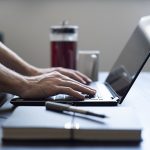 Managing an online store on a laptop