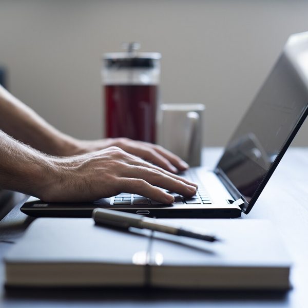Managing an online store on a laptop